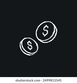 Coins chalk icon. Vector isolated black illustration.