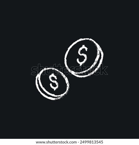 Coins chalk icon. Vector isolated black illustration.