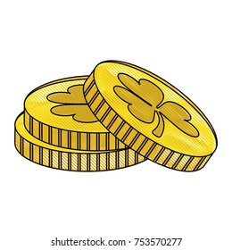 Coins with clover icon vector illustration graphic design