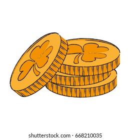 coins with clover or shamrock saint patricks day related icon im