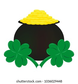 Coins and clover the symbol of St. Patrick's Day