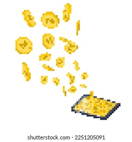 Coins collected on tablets.Vector illustration that is easy to edit.