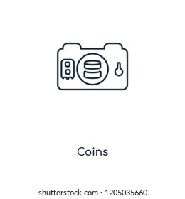 Coins concept line icon. Linear Coins concept outline symbol design. This simple element illustration can be used for web and mobile UI/UX.