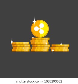 coins of crypto currency. Cryptocurrency set of icons related to different types of currency in internet, financing and making money, vector illustration isolated on gray, flat style. 