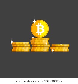 coins of crypto currency. Cryptocurrency set of icons related to different types of currency in internet, financing and making money, vector illustration isolated on gray, flat style. 