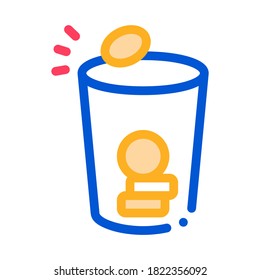 coins in cup icon vector. color symbol illustration