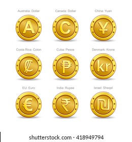 coins currency symbol set