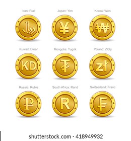 coins currency symbol set