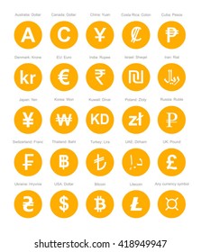 coins currency symbol set