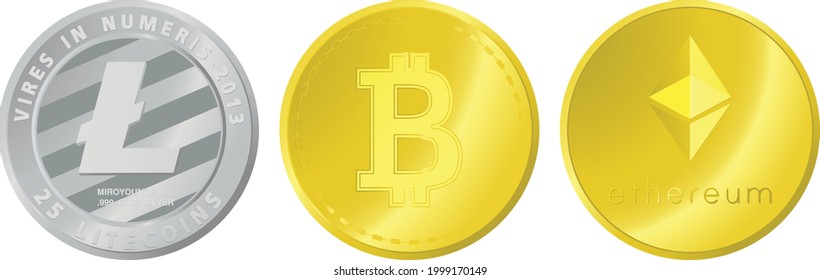 Coins in digital currency, flat vector.
