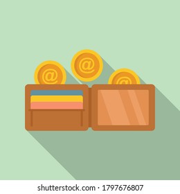 Coins digitale Geldbörse Symbol. Flache Illustration von Münzen, digitaler Geldbeutel, Vektorsymbol für Webdesign