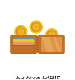 Coins Digital Wallet Icon. Flat Illustration Of Coins Digital Wallet Vector Icon Isolated On White Background