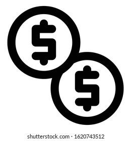 coins dollar business icon vector outline 