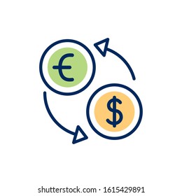 coins dollar and euro with arrows vector illustration design