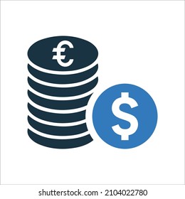 Coins, dollar icon. Simple editable vector illustration.