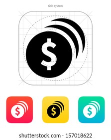 Coins with dollar sign icon. Vector illustration.