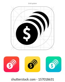 Coins with dollar sign icon. Vector illustration.