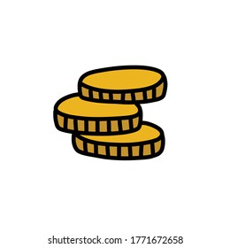 coins doodle icon, vector illustration