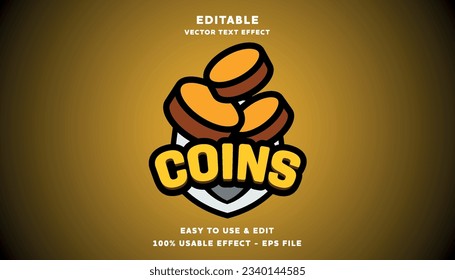 coins editable text effect with modern and simple style
