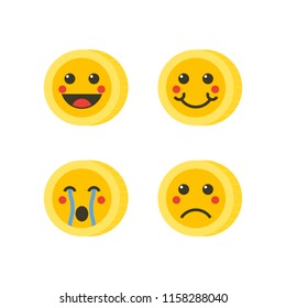 Coins emoji, emoticons or smile. Emotional icons and signs