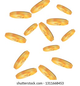 Coins explosion isolated on checkered background. Gold coins explosion vector illustration. Jackpot concept 