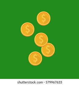coins fall green