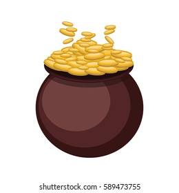 Coins falling into a pot filled with gold