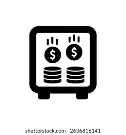 Coins Falling into Safe Icon for Secure Financial Storage