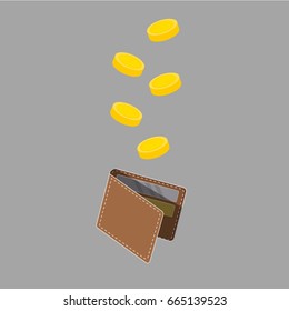 Coins falling into wallet