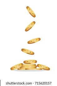 Coins falling vector illustration.