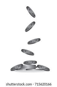 Coins falling vector illustration.
