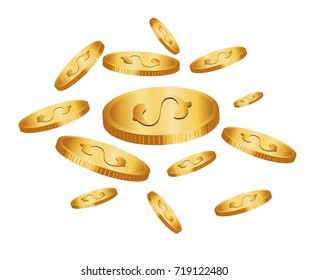 Coins falling vector illustration.