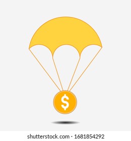 Coins falling vector illustration, falling money, flying gold coins, abstract coins dropping