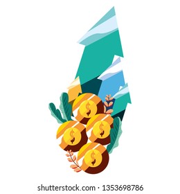 coins finance up arrows