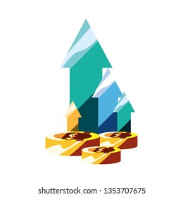 coins finance up arrows