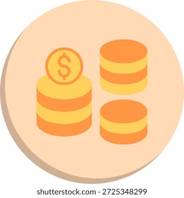 Ícone de Estilo de Círculo Plano de Moedas
