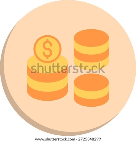 Coins Flat Circle Style Icon