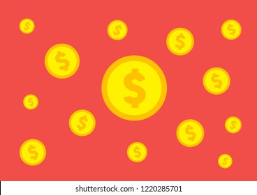 Coins in flat design