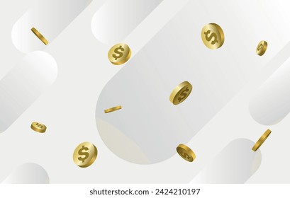 Coins Floating 3D Effect Realistic With Background