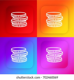 Coins four color gradient app icon set