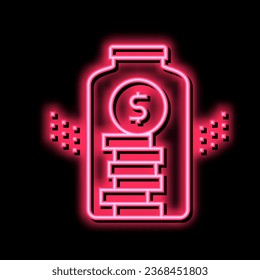 coins in glass bottle neon light sign vector. coins in glass bottle illustration