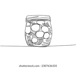 Coins in a glass jar, savings, money box, tips one line art. Continuous line drawing of bank, money, finance, financial, payment, data, savings, economic, wealth, credit