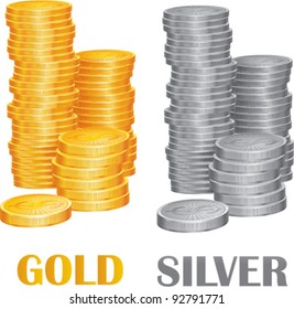 Coins gold and silver vector illustration