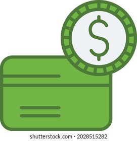 Coins Green Filled Vector Icon Design