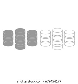 Coins grey set  icon .