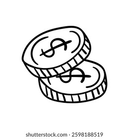 Coins hand draw doodle Vector icon