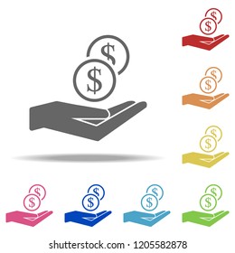 coins in hand icon. Elements of banking in multi color style icons. Simple icon for websites, web design, mobile app, info graphics