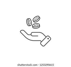 Coins in hand icon . Vector . EPS 10