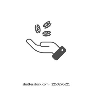 Coins in hand icon . Vector . EPS 10
