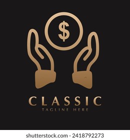 coins with hand logo design